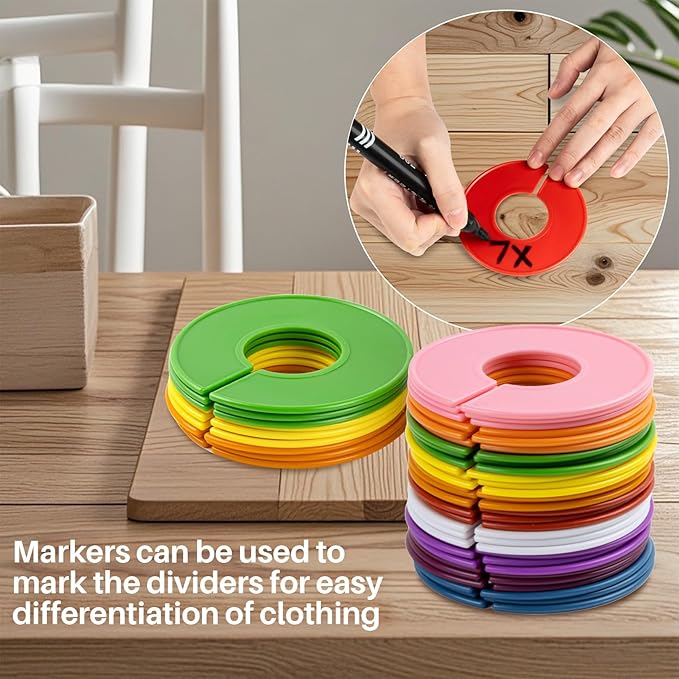 30PCS Closet Dividers Clothes Organizers - Sukh Closet Organizers Plastic Clothes Size Dividers Labels Separators for Garment Organizer Boutique Hanger Clothing Rack No Burrs 10 Assorted Colors