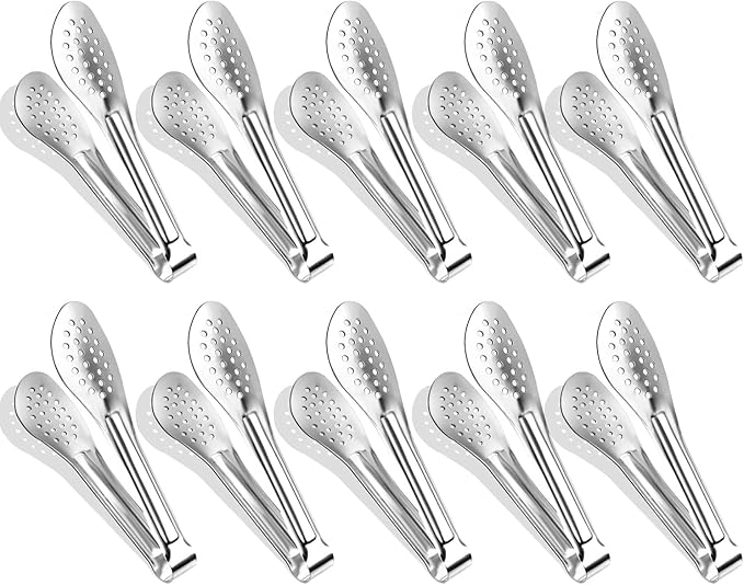 8PCS 7-Inch Serving Tongs,XEVOM Kitchen Tongs,Buffet Tongs,Stainless Steel