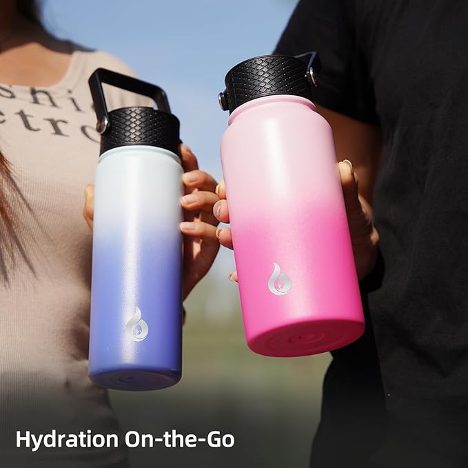 BJPKPK Insulated Water Bottles with Straw Lid, 27oz Stainless Steel Water Bottle with 3 Lids, Leak Proof BPA Free Metal Thermo, Mugs, Tumblers, Keep Cold Hot -Ocean Dream