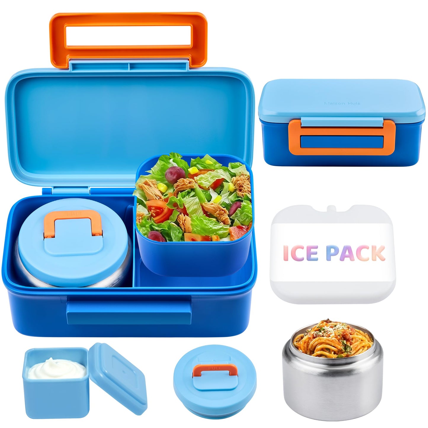 JXXM Lunch Box for Kids With 8oz Soup Thermo, Leak-proof Lunch Container with 2 Compartments, Thermo Food Jar Food Containers for Back to School Girls Boys (Purple)
