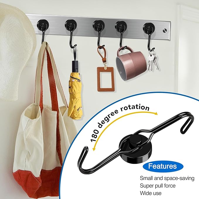 LOVIMAG Hooks, 40lbs+ Magnetic Magnet Hook 2026 Cruise Cabin Ship Essentials Heavy Duty Strong Refrigerator Fridge Hanging for Classroom Beach Vacation Kitchen Grills Home Mug Hanger (20 Pack), Black