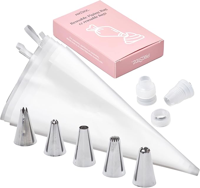 Anti Burst Piping Bags 12 Inch - Prestee Tipless Icing Bags - Durable Frosting Piping Bag Tools - Pastry and Cookie Decorating Supplies