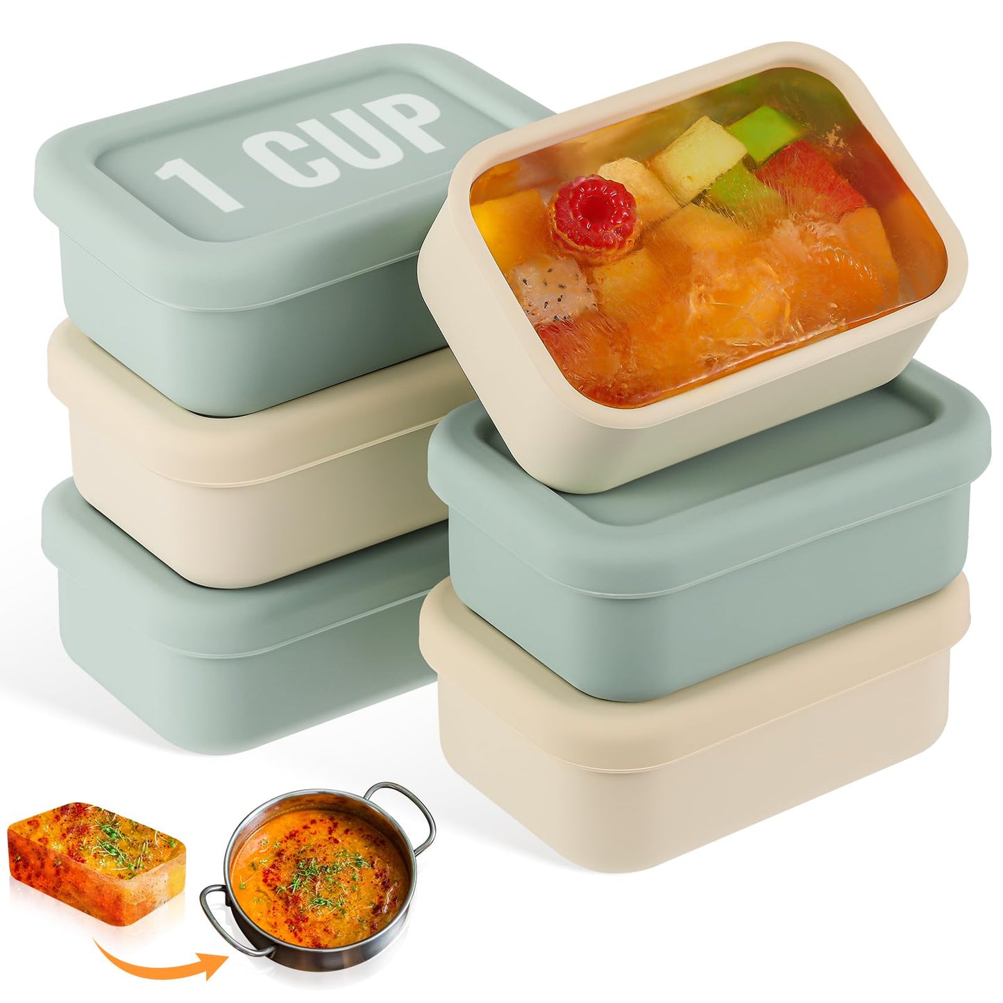 Teenyyou 6 Pcs 1 Cup Silicone Freezer Molds, Dark Blue, Gray