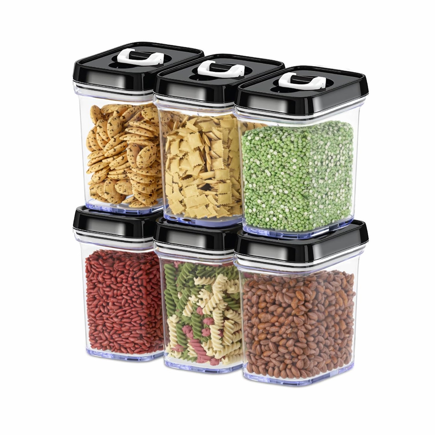 DWËLLZA KITCHEN Airtight Food Storage Containers - Pantry Snacks Kitchen Container, Baking Supplies, 4LB Sugar & Flour Canister - 4 Pc Set All Same Size - Clear Plastic BPA-Free - Keeps Fresh & Dry