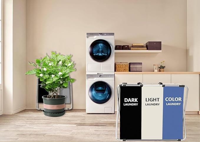 1-Pack Large Laundry Basket, Waterproof, Freestanding Laundry Hamper, Collapsible Tall Clothes Hamper with Handles for Clothes Toys in the Dorm & Family Closet Storage and Organizer (Blue)
