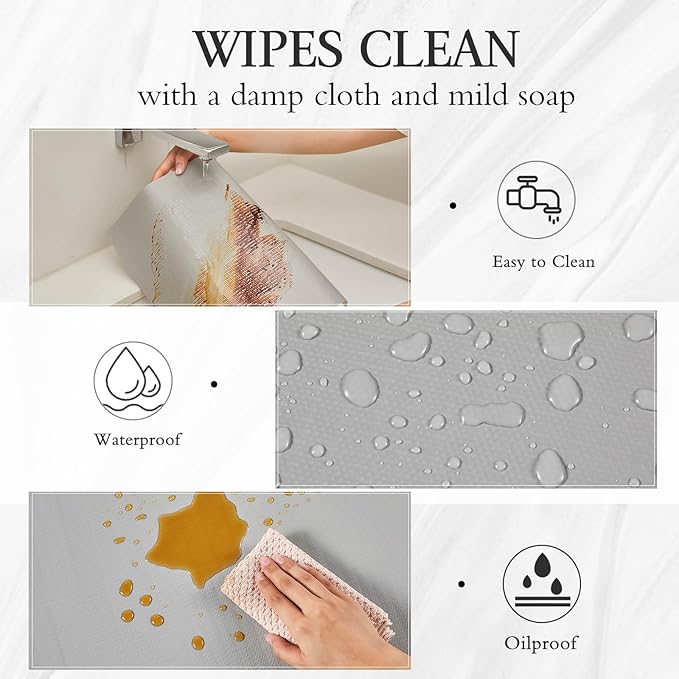 Beautysaid Shelf and Drawer Liner for Kitchen Cabinet, Non Adhesive Non Slip Shelf Paper Waterproof Washable Thickened for Dresser Pantry Shelve Bathroom Protector Liner(Light Grey,12 in x 20FT)