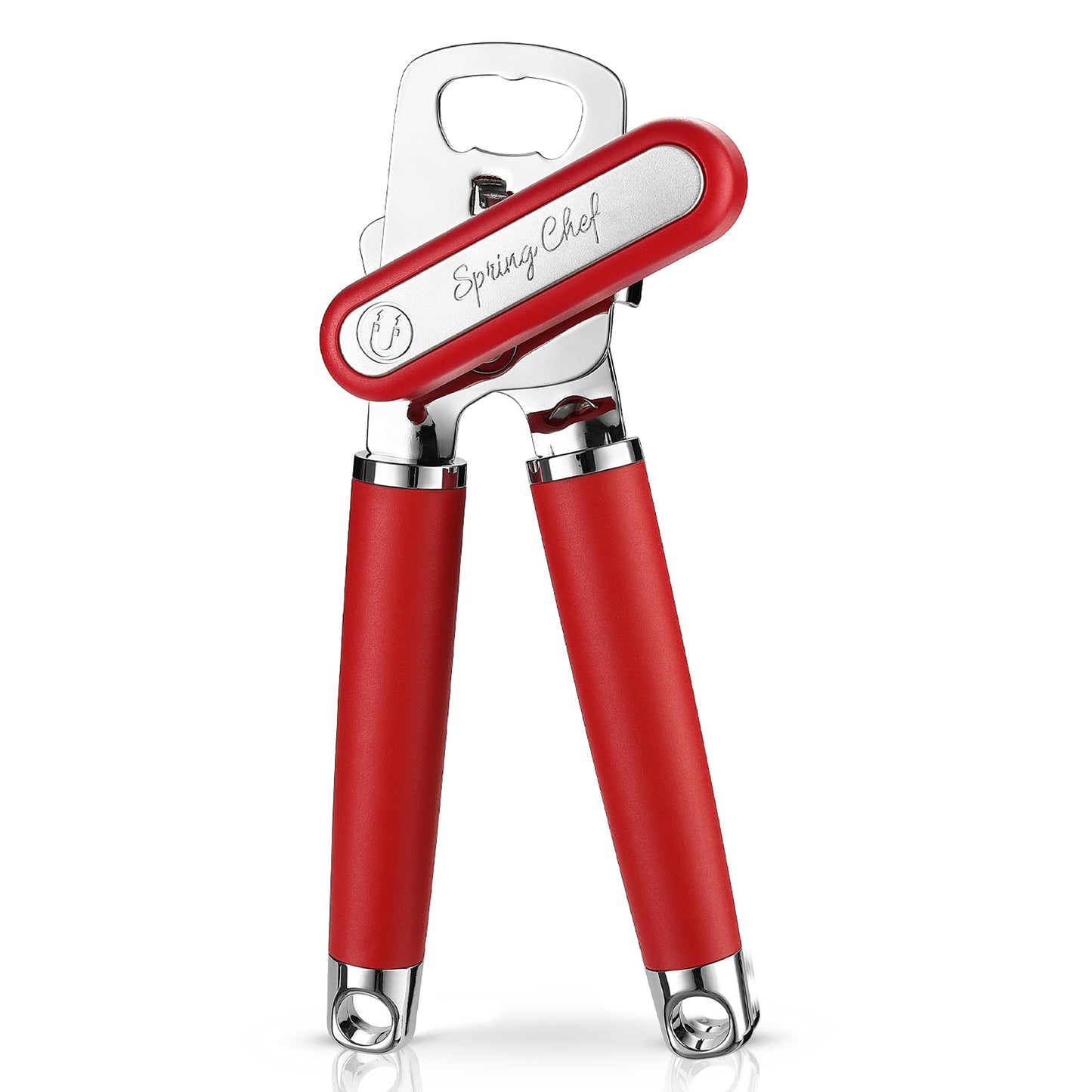 Spring Chef Stainless Steel Manual Can Opener w/Soft Grip Handle, Aqua Sky