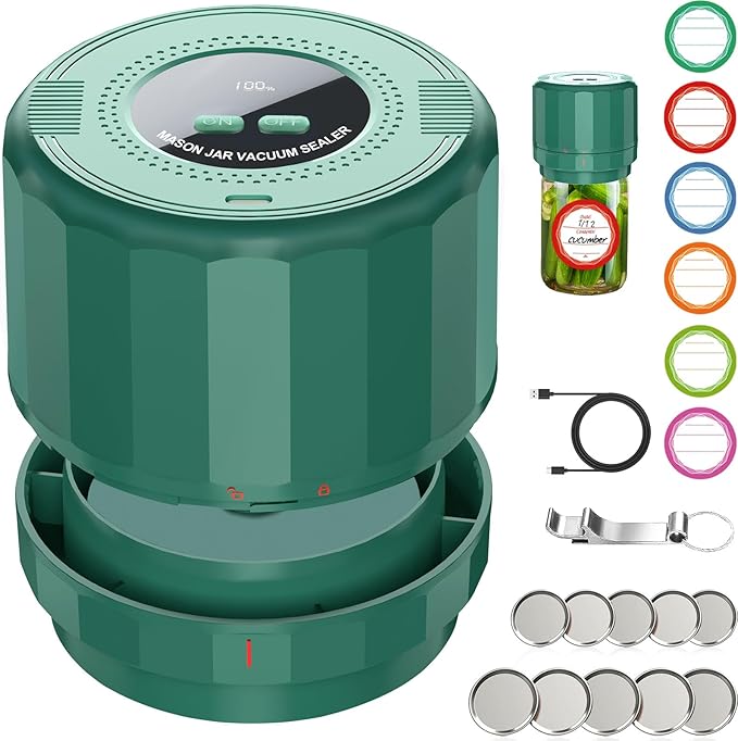 M11 Electric Mason Jar Vacuum Sealer Kit - Vacuum Sealer for Wide & Regular Mouth Canning Jars