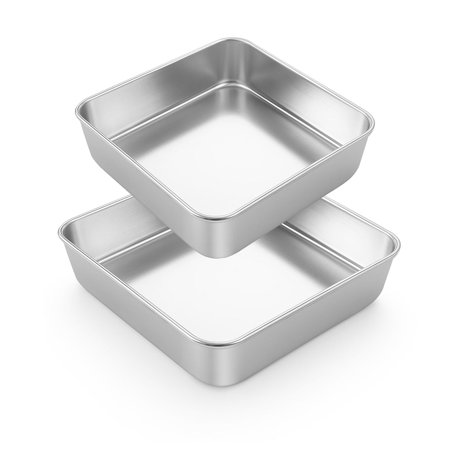 LIANYU 3 Pack 8 x 8 Inch Square Baking Cake Pan, Stainless Steel Cake Molds