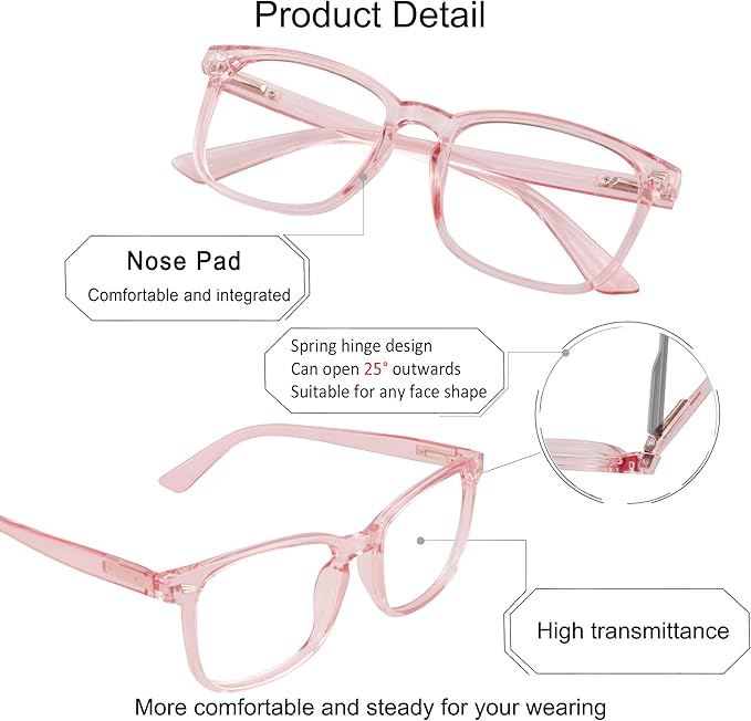 YEIN Bifocal Reading Glasses with Blue Light Blocking Lenses, Bifocal Reader for Women, Vintage Square frame with Spring Hinge (+0.00/+1.25 magnification)