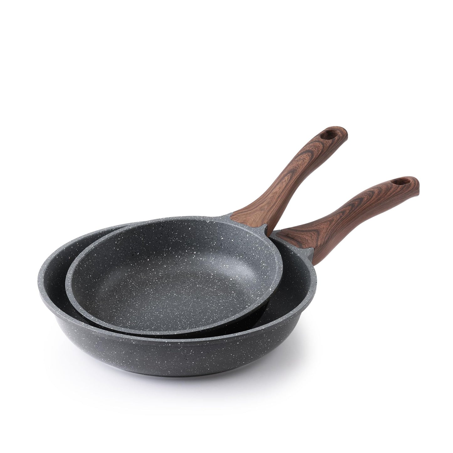 SENSARTE Ceramic Nonstick Frying Pan Skillets, White (8+11Inch with Lid)
