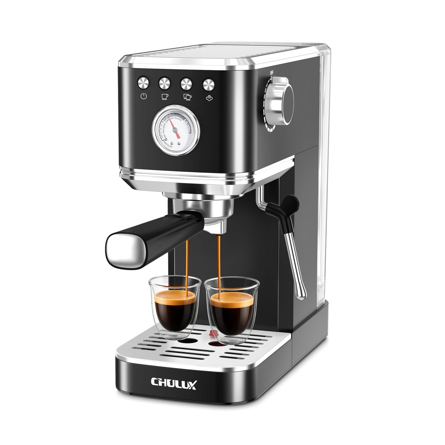 CHULUX Slim Espresso Machine with Milk Frother for Home Cappuccino, Creamy