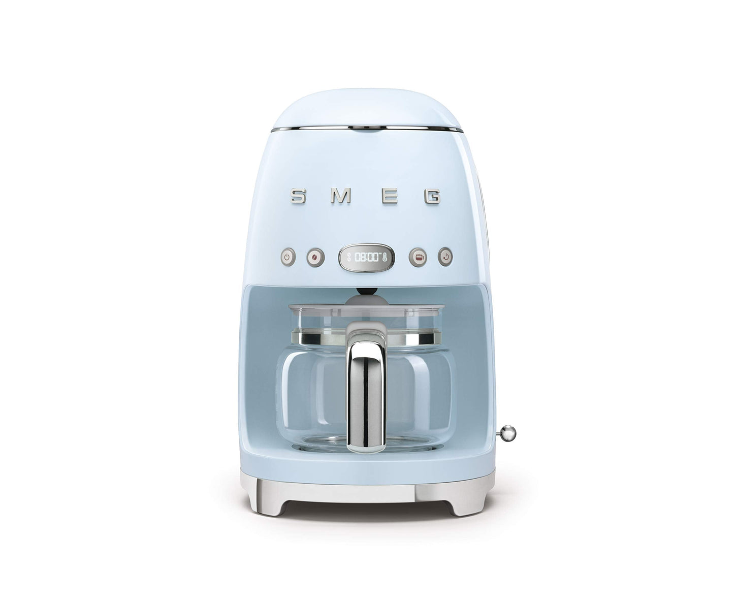Smeg 50's Retro Style Aesthetic Drip Coffee Machine with 10 Cup Glass Carafe, Auto Start Feature, Keep Warm Plate, and Two Coffee Strength Settings (Grey)