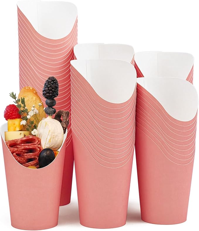 CAMKYDE 100 Pcs French Fries Holder, 12oz Disposable Paper French Fry Cups Black Charcuterie Cups for all Occasions (12oz, Black)