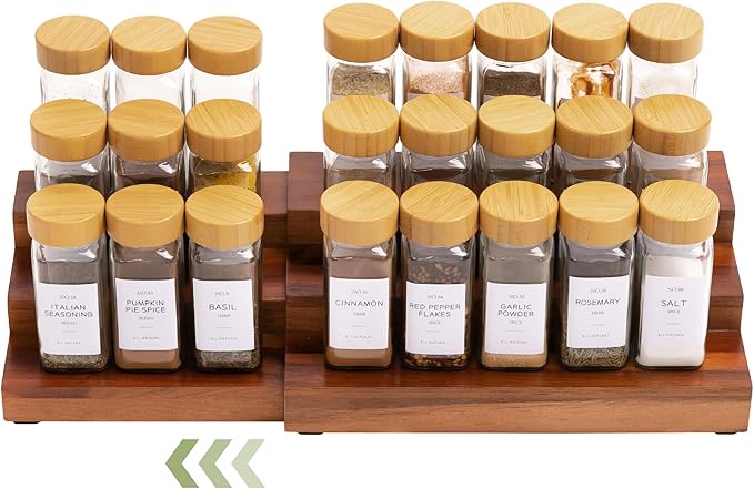 KitchenEdge 3-Tier Expandable Spice Rack Organizer, Bamboo