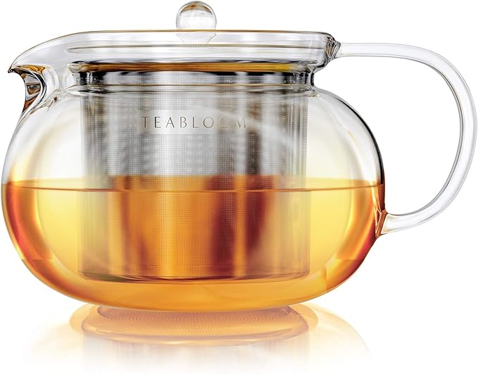 Teabloom Kyoto 2-in-1 Tea Kettle and Tea Maker – Glass Teapot with Removable Loose Tea Filter – Tea Connoisseur's Choice