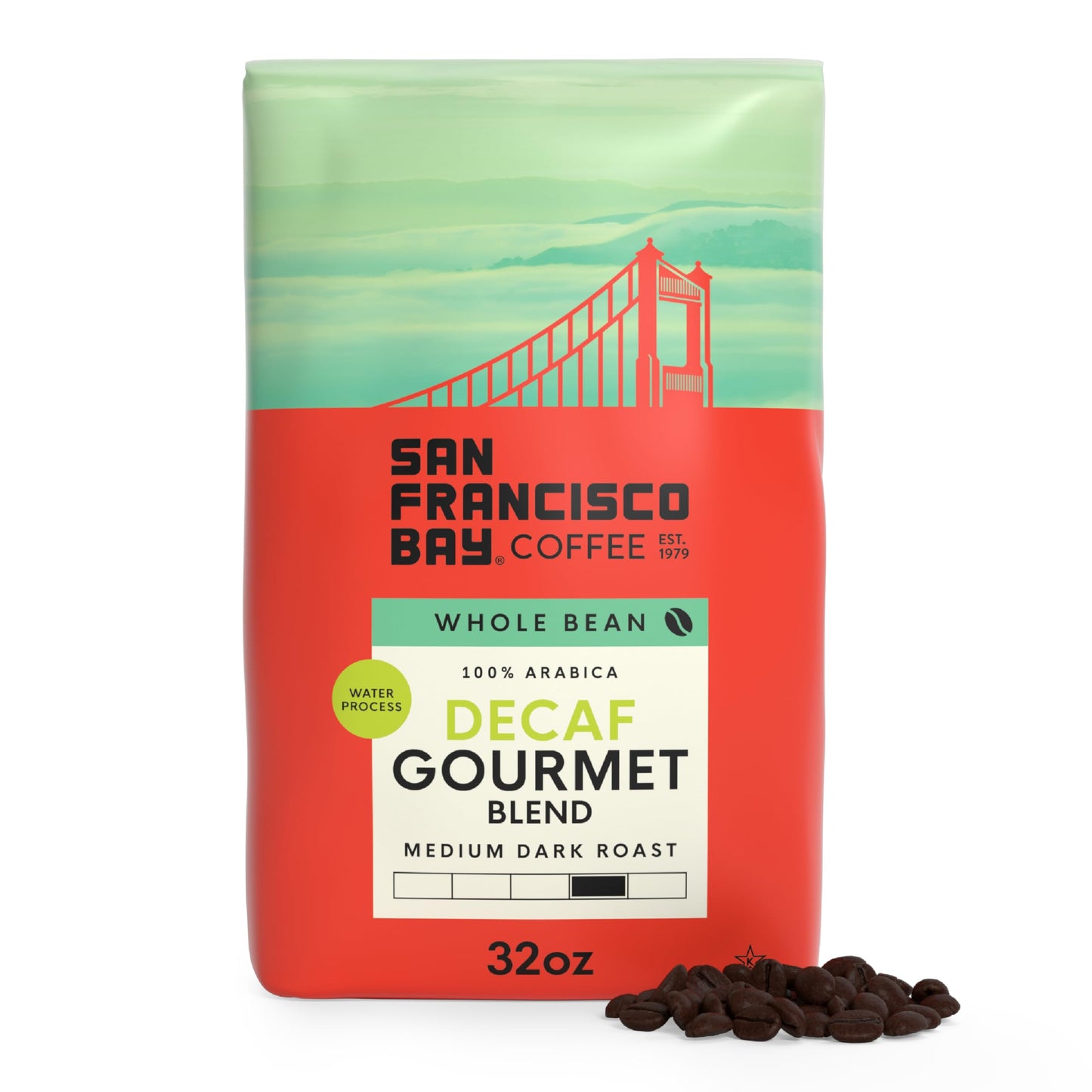 San Francisco Bay Coffee DECAF Gourmet Blend Whole Bean Coffee, 2 lb bag