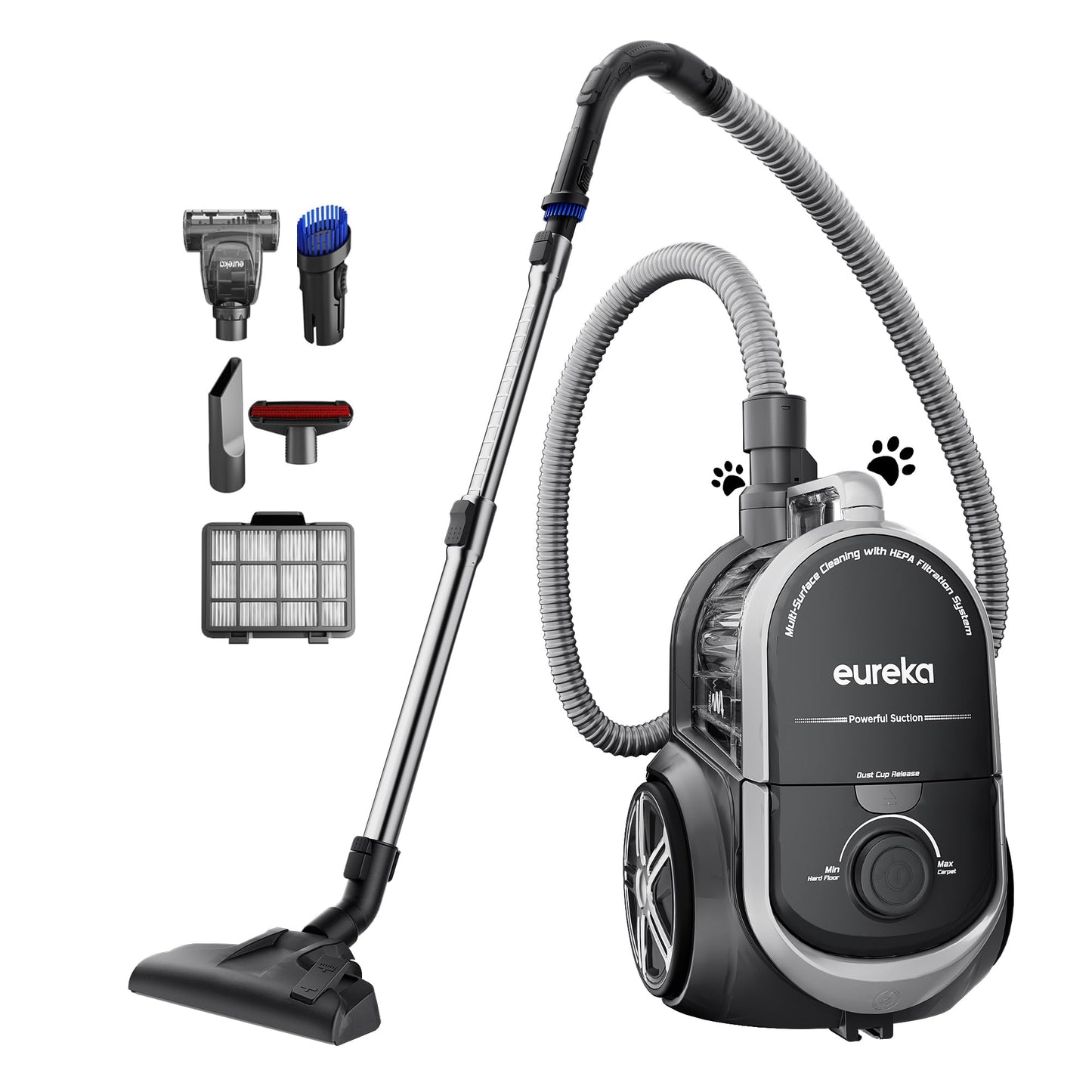 Eureka Whirlwind Bagless Canister Cleaner NEN110A Lightweight Corded Vacuum for Carpets and Hard Floors, Blue