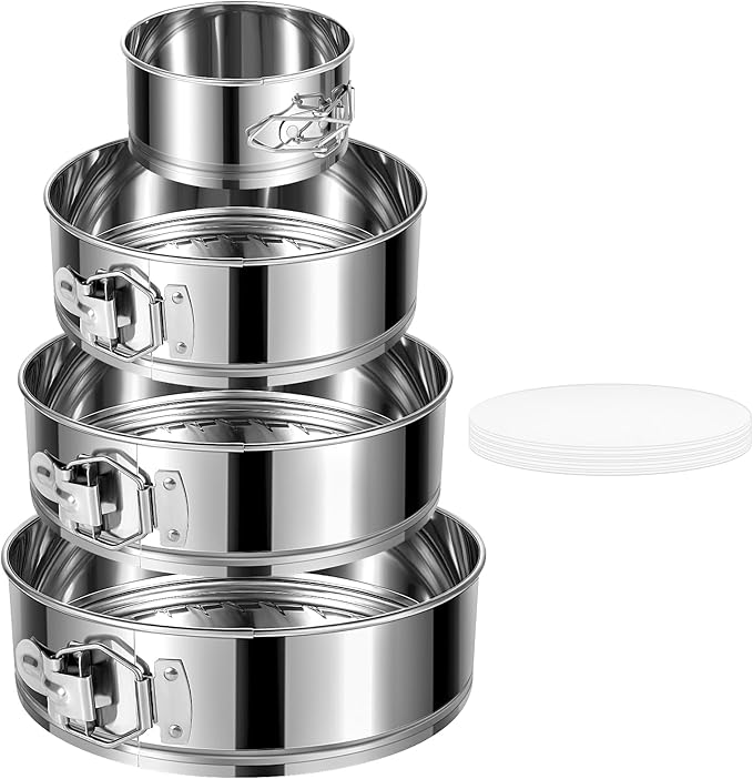 E-Gtong 4/7/9-Inch Springform Pan Set, Removable Bottom, Stainless Steel