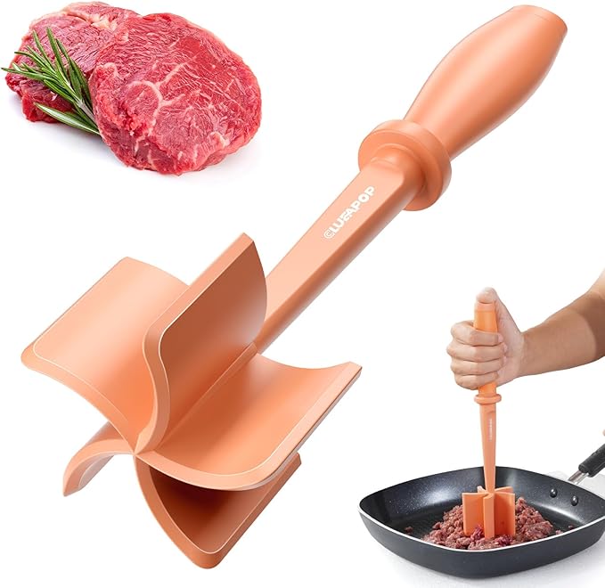 CLUEAPOP Heat Resistant Nylon Meat Chopper and Potato Masher, Safe for Non-Stick Cookware, 11-Inch,Heat Resistant Meat Masher for Hamburger Meat, Ground Beef Smasher, Potato Masher Tool