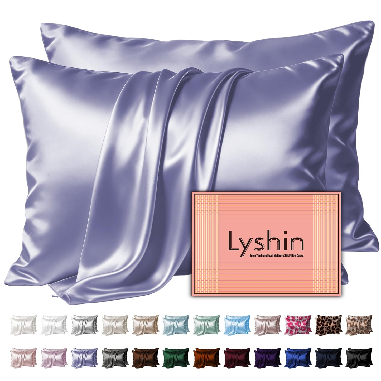 LYSHIN Silk Pillow Cases Standard Size with Hidden Zipper, Leopard