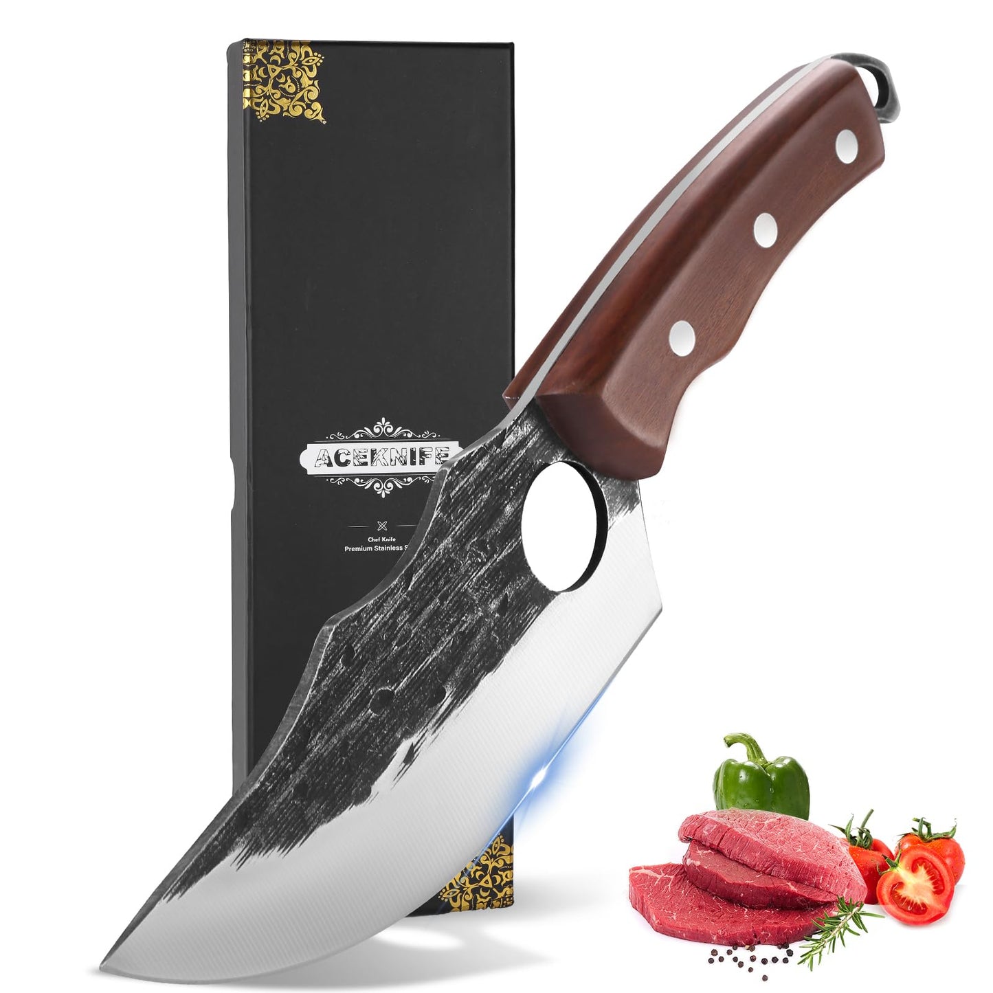 ACEKNIFE 6 Inch Meat Cutting Boning Knife, German Steel, With Sheath