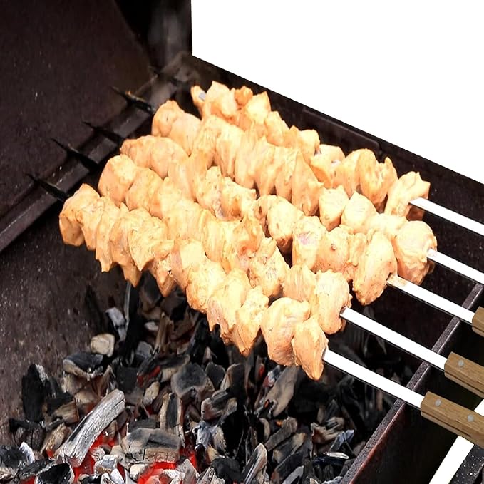 Amestar 12 Pack Kebab Skewers Grilling Skewer Stainless Steel Flat 22 Inche