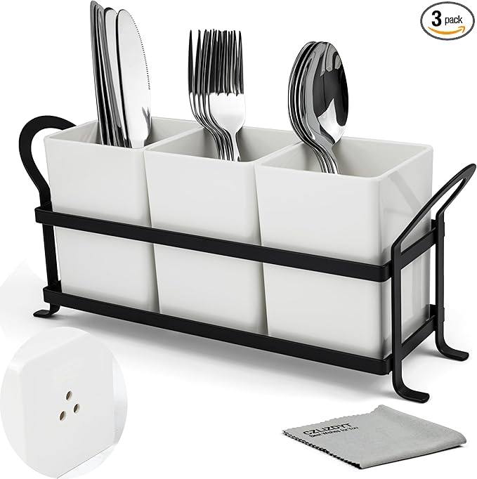 Czlizdyt Cutlery Holder with Drain Holes, Dishwasher Safe