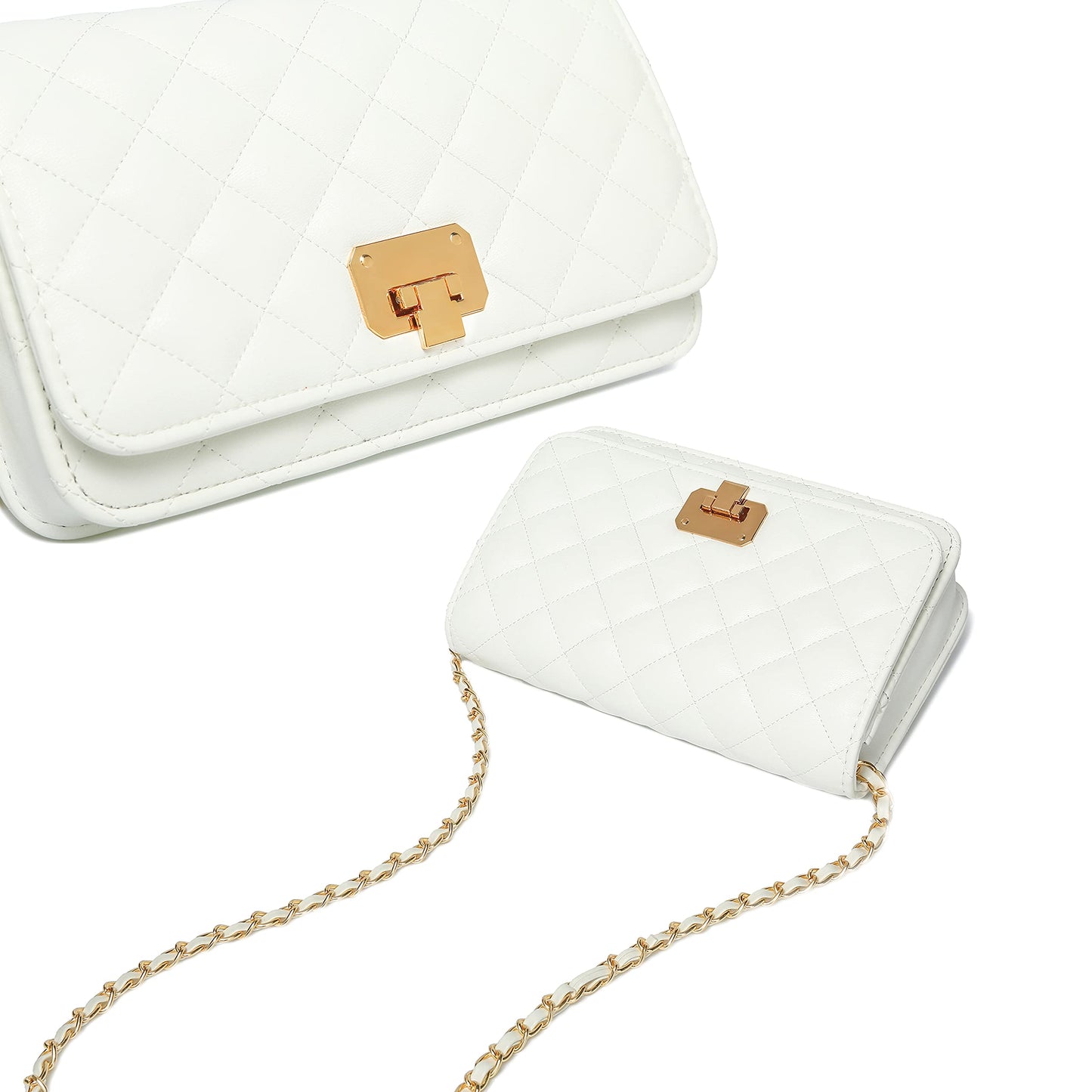 HAKSIM Women Leather Shoulder Bag Fashion Clutch Handbag Quilted Designer Crossbody Bag with Chain Strap
