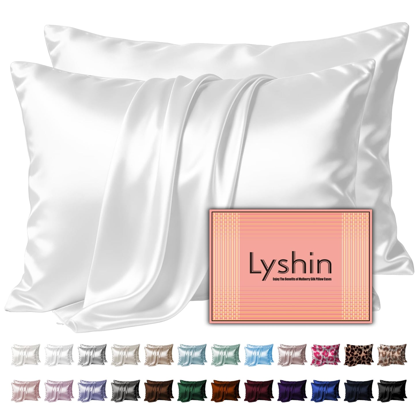 LYSHIN Silk Pillow Cases Standard Size with Hidden Zipper, Leopard