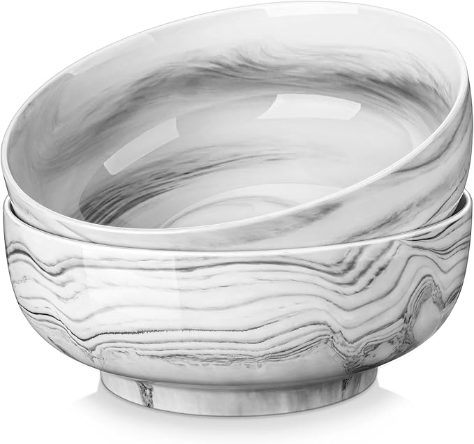 MALACASA Large Serving Bowls, 60 OZ (8") Ceramic Salad Bowls Set of 2