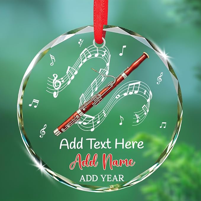 Clarinet Player Christmas Glass Ornament, Personalized Clarinet Xmas Ornament Gifts for Musical Instrument Player, Clarinettist Christmas Keepsake, Custom Text & Name Musician Glass Ornaments 2026