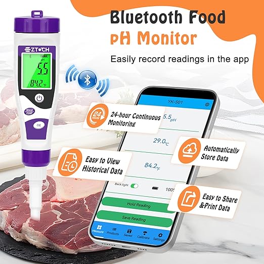 EZTOCH Food pH Meter, Digital pH Meter for Food Fermentation Canning