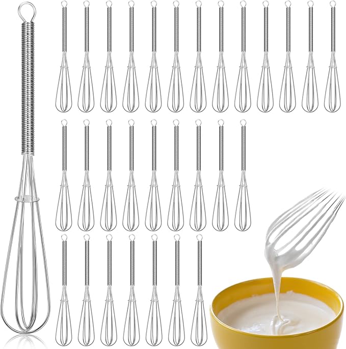 Baderke 30 Pcs Mini Whisk Bulk Small Whisks for Cooking 304 Stainless Steel Tiny Whisk for Baking, Whipping, Beating Eggs, Mixing Sauces, Blending Ingredients (6 Inch)