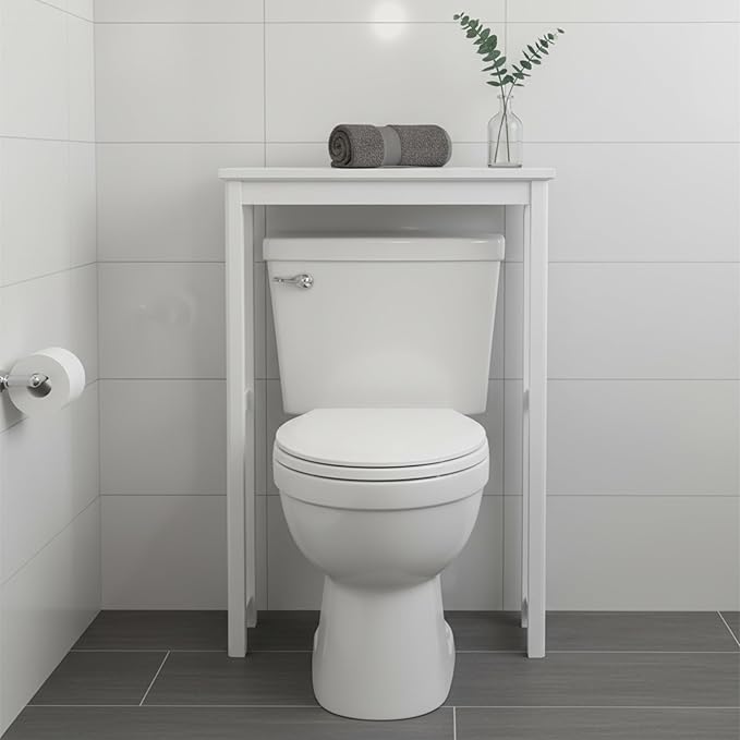 Dorset Over-the-Toilet Storage Shelf – 27" W x 37" H Space Saver Rack with Single Open Shelf for Towels & Toiletries – Minimalist Modern Design & Easy Assembly Bathroom Organizer by Alaterre Furniture