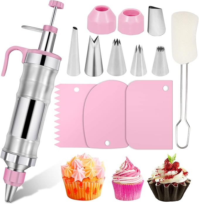 Dessert Decorating Syringe Set, Stainless Steel Frosting Piping Kit