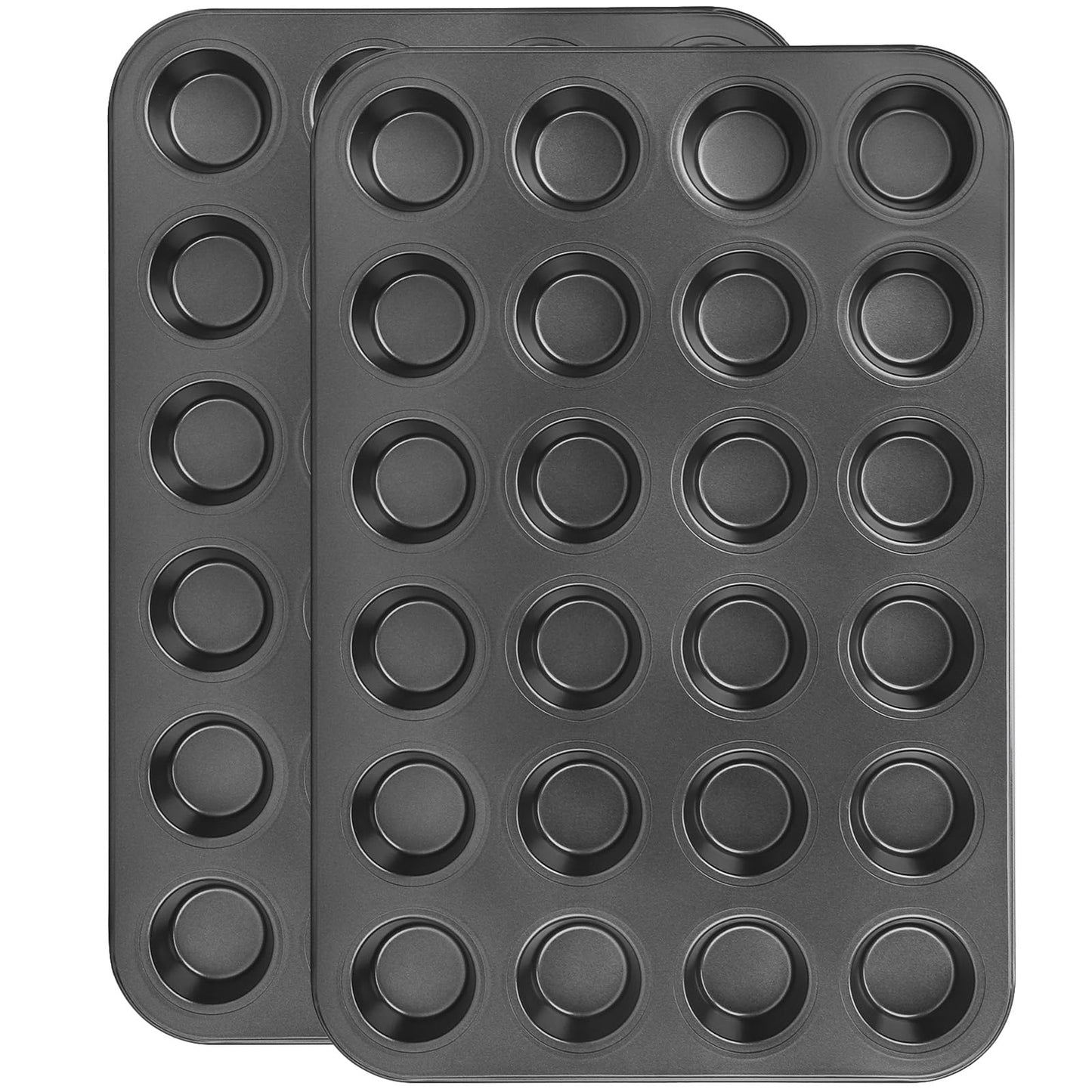 Beasea Nonstick Mini Muffin Pan 24 Cups, 2 Pack 24 Mini Small Tiny Cup Non Stick Muffin Baking Pan Tin Tray Carbon Steel Bakeware Individual Cupcake Baking Pan - Gold