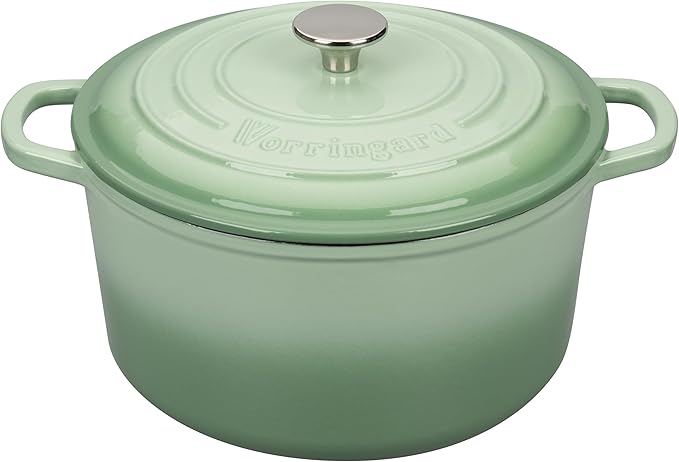 VORRINGARD Enameled Cast Iron Dutch Oven Pot with Lid, for Sourdough Bread Baking, Round Dutch Ovens, 4.5 Quart, Latte