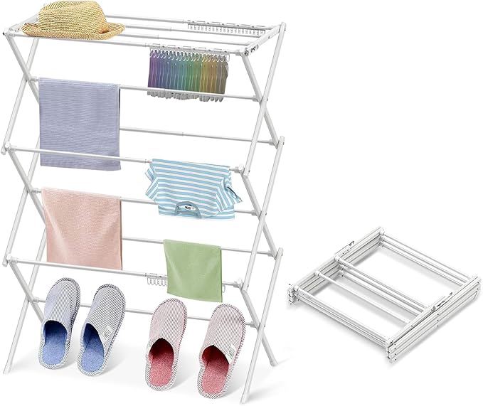 Clothes Drying Rack Household Indoor, Foldable Drying Rack Clothing for Laundry - 40" x 28.8" x 14.2", Space Saving Indoor&Outdoor, Pure White-1pack