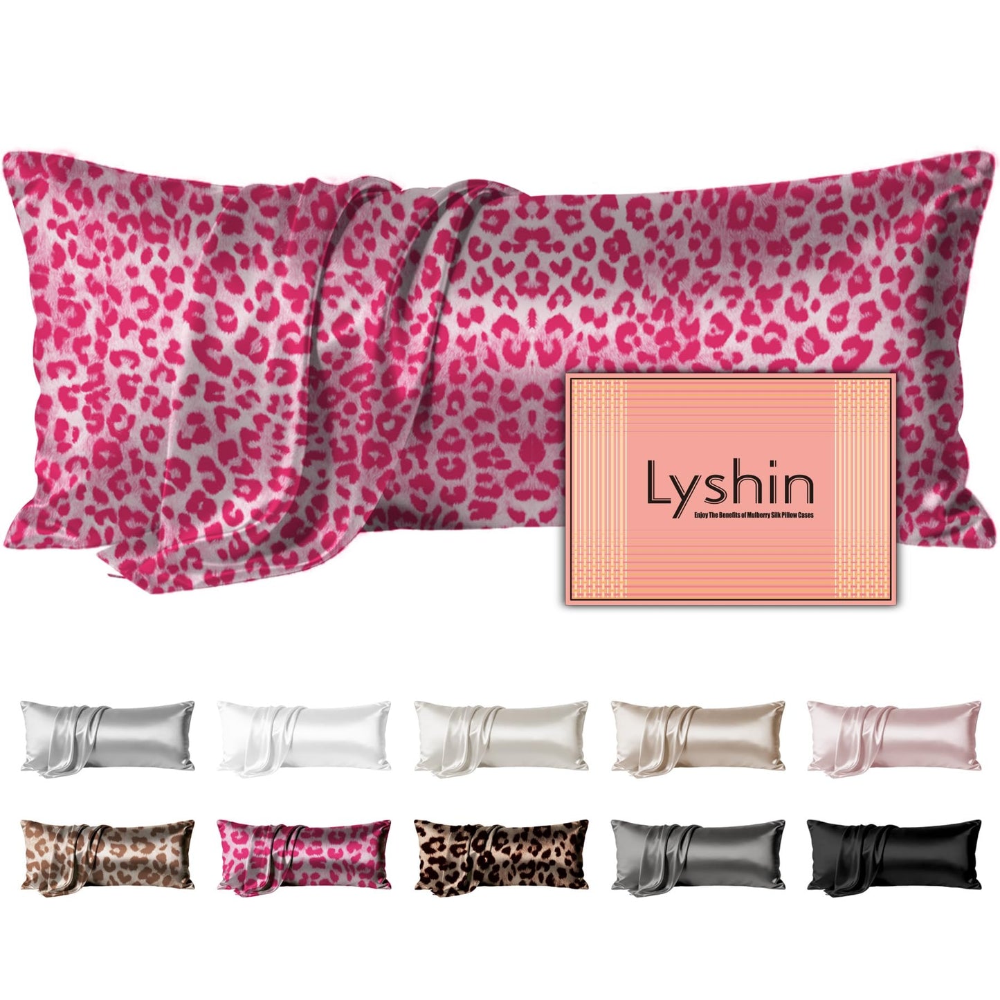 LYSHIN Silk Pillow Cases Standard Size with Hidden Zipper, Leopard