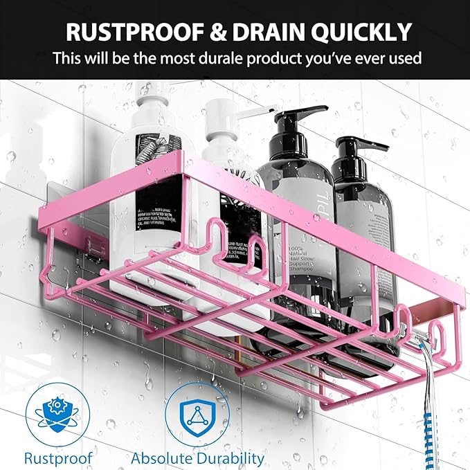 Moforoco Adhesive Shower Caddy Organizer Shelves Rack - 5 Pack Corner Bathroom Storage Organization, Home & Kitchen Decor Inside RV Accessories, Hanging First Apartment Household Camper Essentials