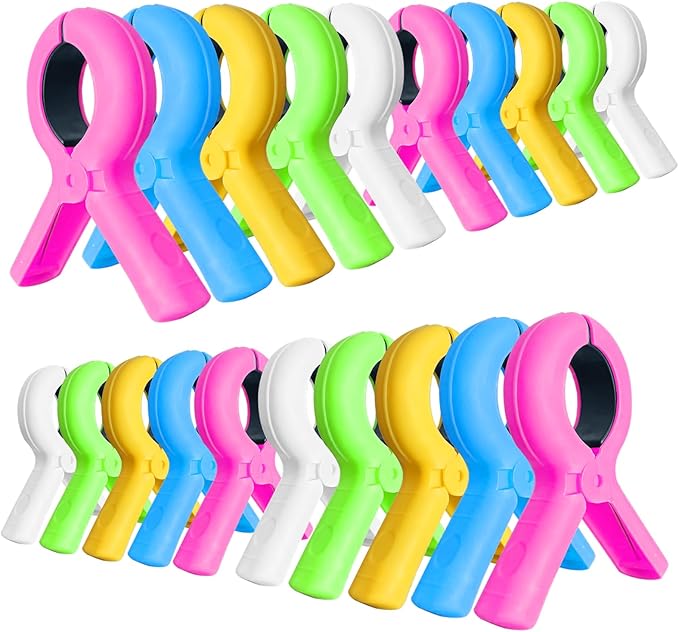 Beach Towel Clips for Beach Chairs,20 Pcs  Towel Holder for Beach Chair Pool Chair on  Cruise, Jumbo Size Heavy Duty Clothes Pins  Beach Chair Clips to Beach Accessories Must  Haves, 5 Colors (20)