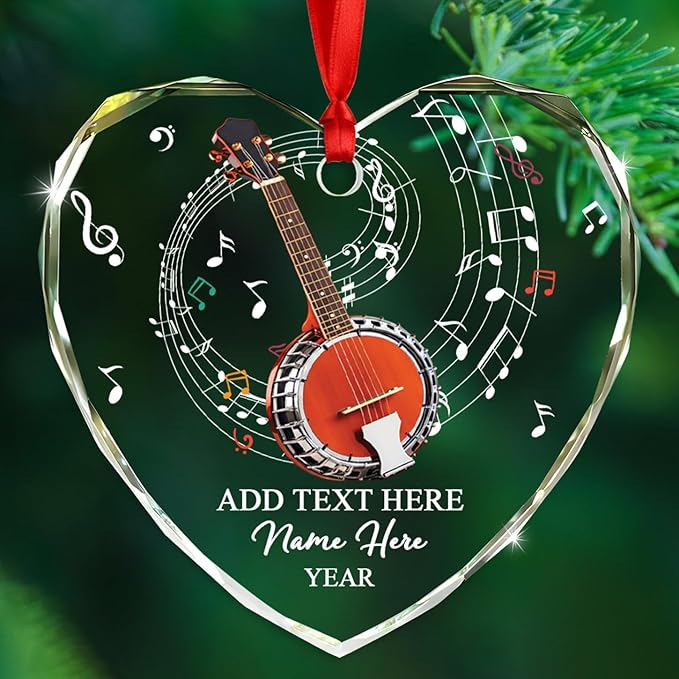 Personalized Drum Musical Instrument Glass Ornament, Customized Year Text Name Christmas Ornaments Gift for Drummer Husband Wife Dad Mom Kids, Unique Drum Set Glass Christmas Ornament for Birthday