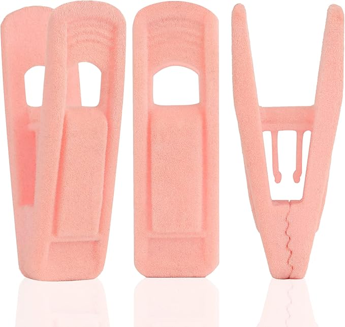 Tinfol Pink Velvet Hanger Clips Pack of 24, Pants Velvet Clips, Premium Large Opening Clothes Pin, Strong Finger Flocked Clip Perfect for Use with Slim-line Clothes Velvet Hangers