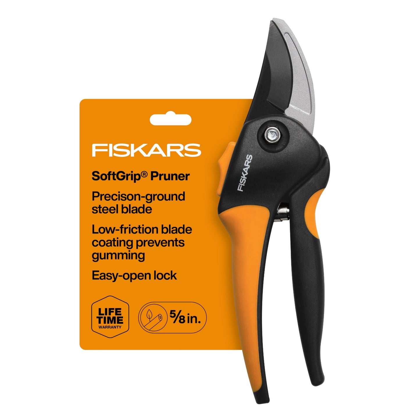 Fiskars SoftGrip Bypass Pruning Shears, 5/8" Cut Capacity Garden Clippers
