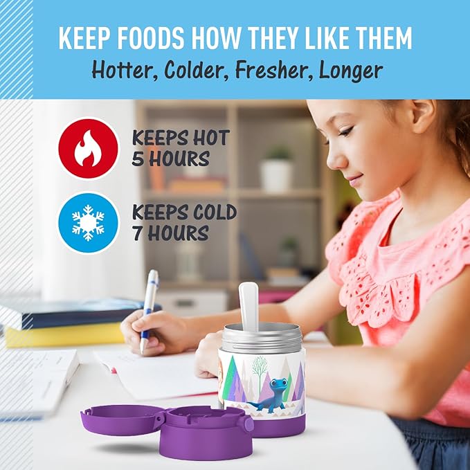 THERMOS FUNTAINER Insulated Food Jar – 10 Ounce, Frozen 2 – Kid Friendly Food Jar with Foldable Spoon