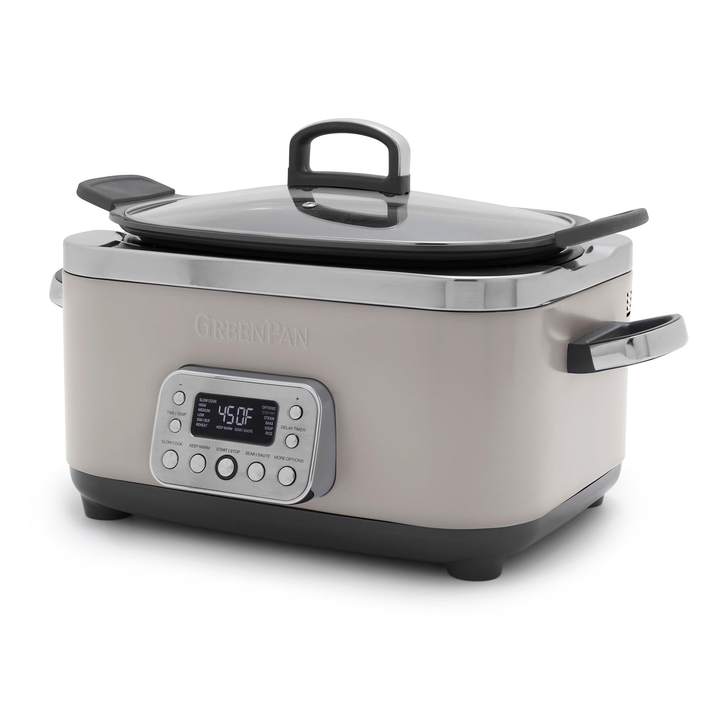 GreenPan Elite 14-in-1 Nonstick 6QT Electric Slow Cooker, PFAS-Free Ceramic Multi-Cooker, In-Pot Browning, Dishwasher Safe Lid & Removable Crock, Stainless Steel Steamer, Silicone Handles, Graphite