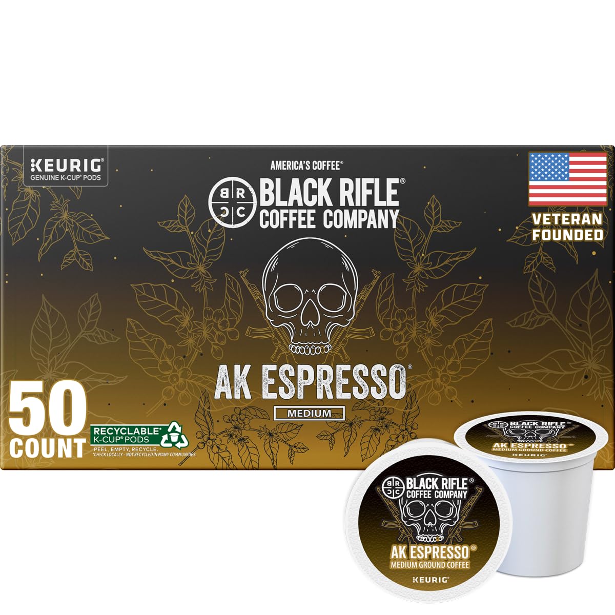 Black Rifle Coffee Medium Roast K Cup Coffee AK Espresso 50 Count
