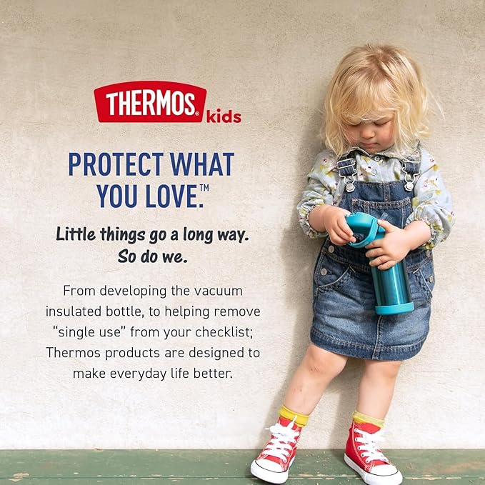 THERMOS FUNTAINER Water Bottle with Straw - 12 Ounce - Kids Stainless Steel Vacuum Insulated Water Bottle with Lid, Stitch