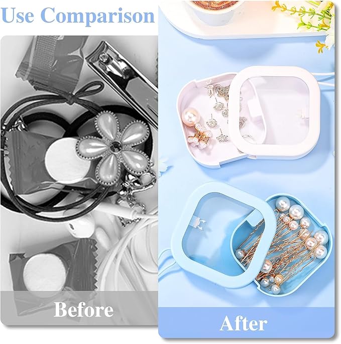 2pcs Hair Tie Organizer,Portable Travel Qtip Holder,Bathroom Storage Organizer Qtip Dispenser Cotton Swabs Dispenser Kids Hair Accessory Box with Lid for Bathroom,Desktop Organizer(2PCS,Blue)
